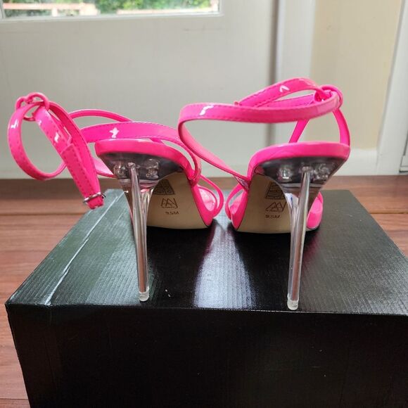 New AAJ By Aminah Zayn Pink Lucite Heel Dress Sandals 9.5 NWOB - Picture 5 of 9